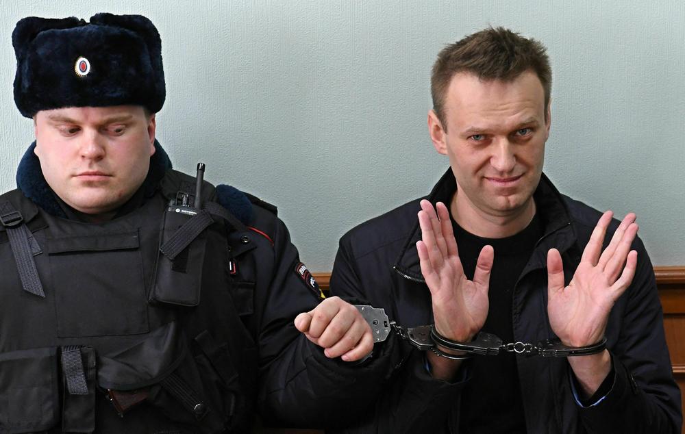 March 30, 2017: Kremlin critic Alexei Navalny, who was arrested during March 26 anti-corruption rally, gestures during an appeal hearing at a court in Moscow on March 30, 2017.