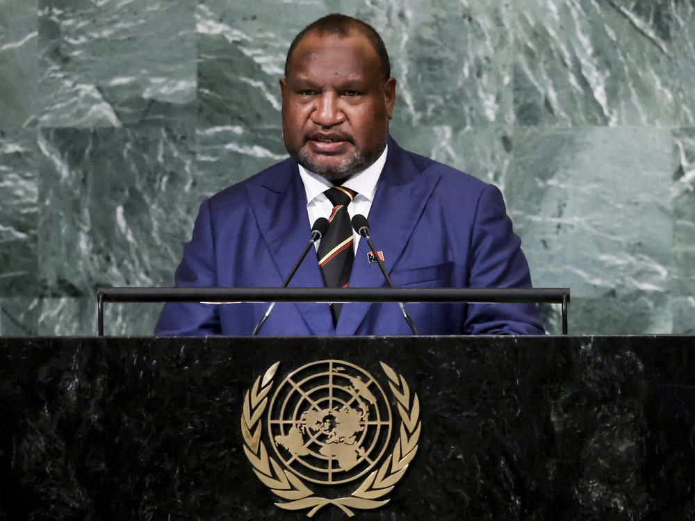 Prime Minister of Papua New Guinea James Marape is shown addressing the 77th session of the United Nations General Assembly, Sept. 22, 2022, at U.N. headquarters. Tribal violence in the Enga region has intensified since elections in 2022 that maintained Prime Minister James Marape's administration.