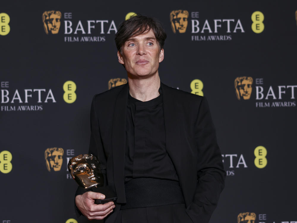 Cillian Murphy, winner of the leading actor award for <em>Oppenheimer</em>, poses for photographers at the 77th British Academy Film Awards, BAFTA's, in London, Sunday, Feb. 18, 2024.