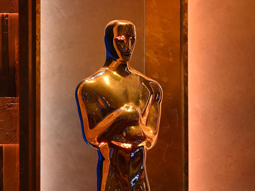 An Oscar statue at the Ray Dolby Ballroom in Los Angeles on Jan. 9, 2024.