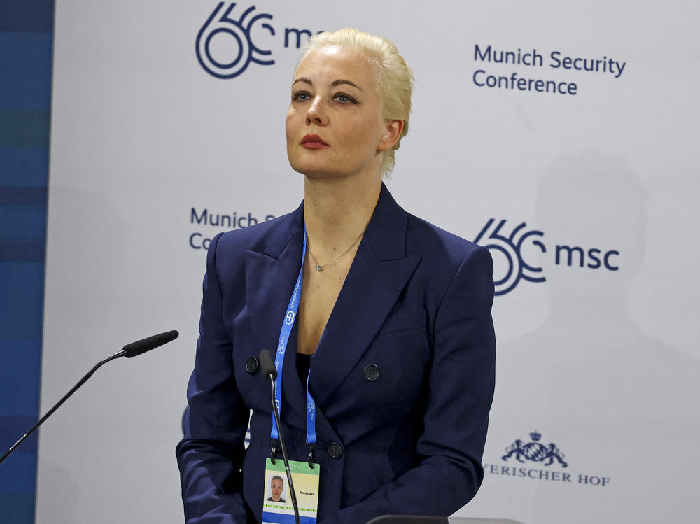 Yulia Navalnaya, wife of late Russian opposition leader Alexei Navalny, attends the Munich Security Conference in Munich, Germany, on Feb. 16, on the day it was announced that Alexei Navalny had died.