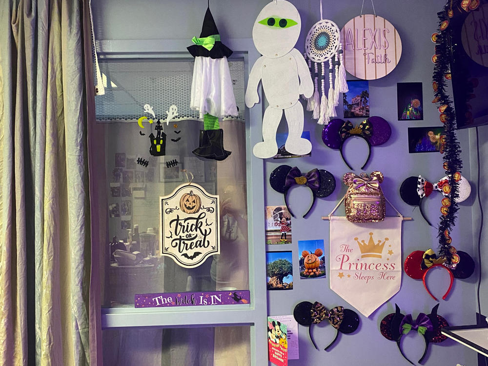 Ratcliff's hospital room is decorated with Disney memorabilia, cards and posters.