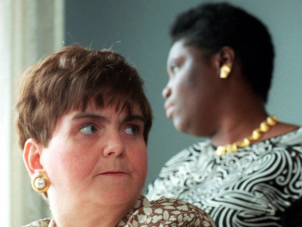 Elaine Wilson (left) and Lois Curtis, two Georgia women with developmental disabilities and mental illness, are seen in 1999. At the Supreme Court, lawyers argued that under the Americans with Disabilities Act, they had a right to get care in their community, not in state hospitals.