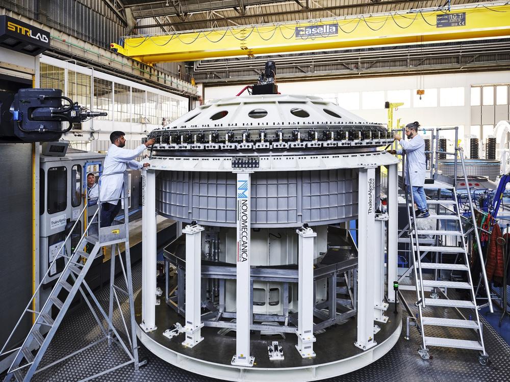 Progress photos showing the Axiom Space station being built.