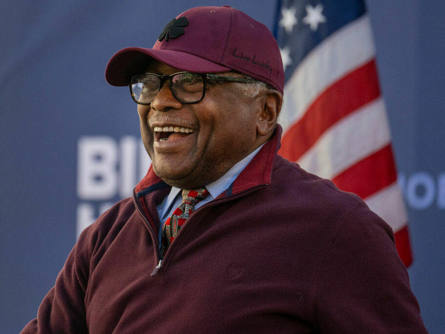 Jim Clyburn, (D-S.C.), speaks at South Carolina State University during a campaign event in Orangeburg, S.C., on Feb. 2, 2024.