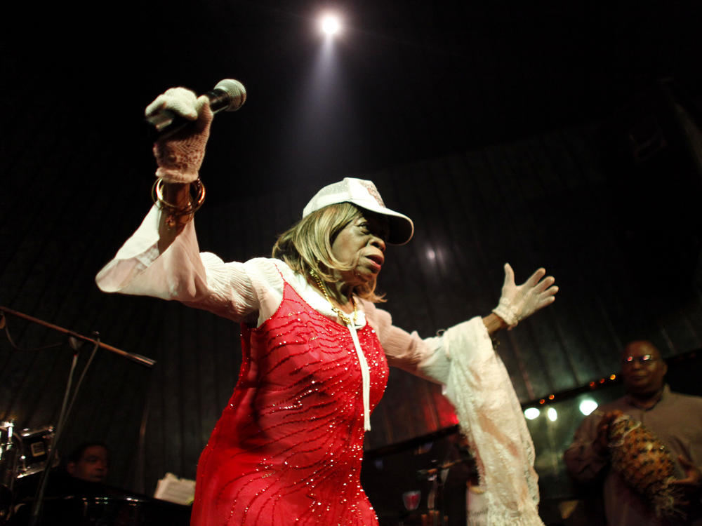 Cuban singer-entertainer Juana Bacallao performs at the 