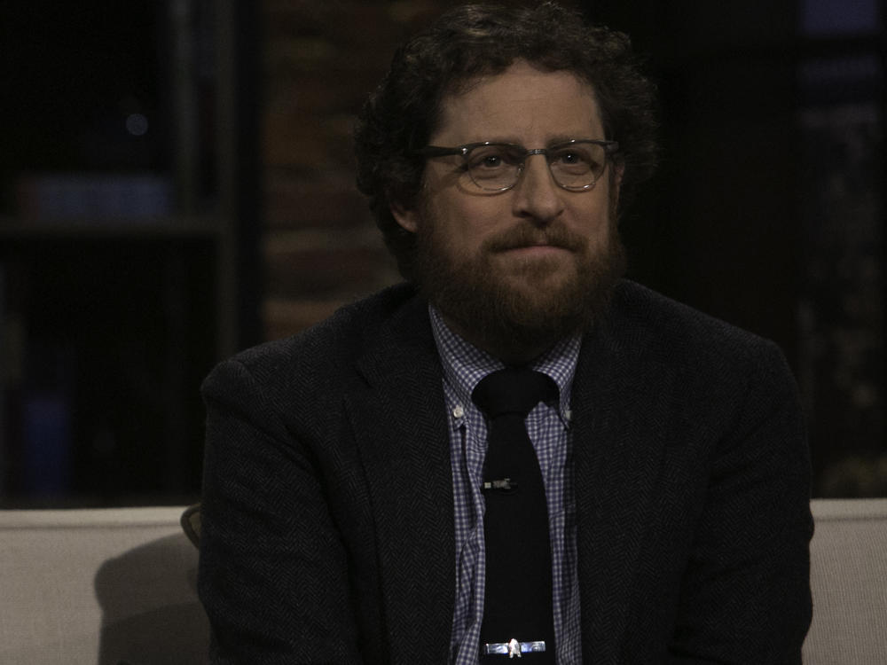 Scott Gimple appearing on the TV show <em>Talking Dead</em> in 2016.