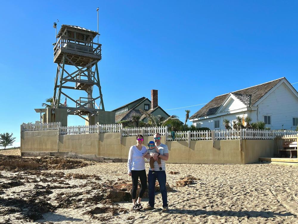 Chris Goonan and his wife, Caroline, returned to the Florida beach where they got married on leap day 2020 — this time with their 1-year-old son.