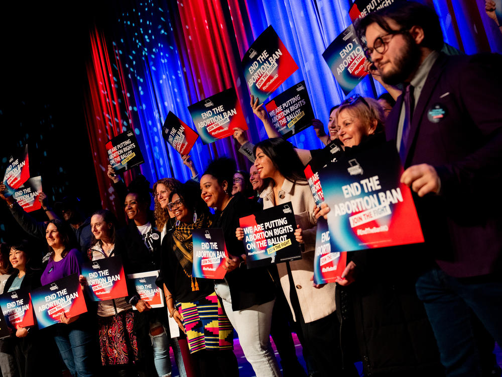 Hundreds gather as the group Missouri for Constitutional Freedom launches a signature collecting event for a constitutional amendment that would legalize abortion up until fetal viability on Feb. 6 at The Pageant in St. Louis.
