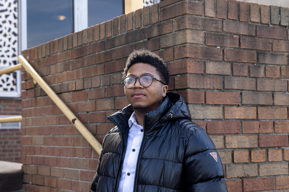 Ka'Marr Coleman-Byrd poses outside of Greater New Mt. Moriah Missionary Baptist Church in Detroit after service on Sunday.