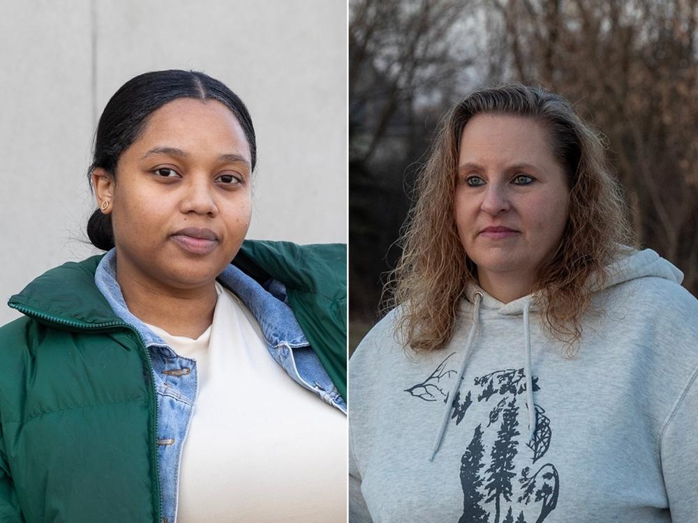 Left to right: Ka'Marr Coleman-Byrd, Deasia Sampson and Shelly Zissler, some of the undecided voters <em>Morning Edition</em> spoke to in the Detroit area.