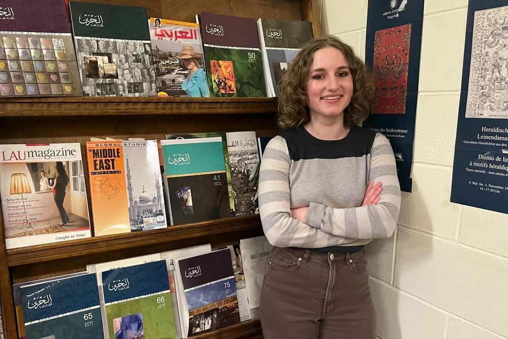 Addison Tracy was one of several Wayne State University students who told NPR they see voting for Biden as a harm reduction measure.
