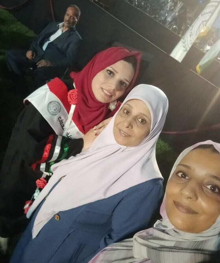 Eman Abusaeid (far right) with her mother, sister Yaqeen and father. Everyone in the photo was killed in an airstrike on Oct. 31, 2023.