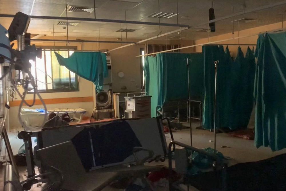 Damage is seen inside Nasser Hospital in Khan Younis, southern Gaza Strip, on Feb. 26, which Israeli troops raided two weeks earlier after days of fighting, amid ongoing battles between Israel and the militant Hamas movement.