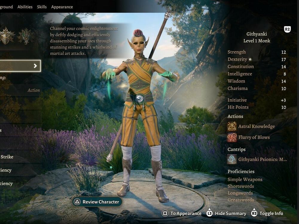 The character creation screen in Larian Studios' <em>Baldur's Gate 3</em>.