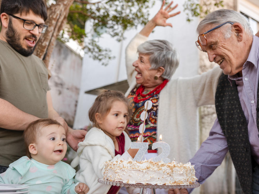 Beatriz Amado celebrates turning 72 with her family in Sao Paulo. 