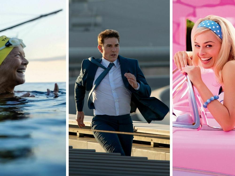 <strong>Does climate change exist? And does a character know it?</strong> The Oscar-nominated films <em>Nyad, </em>left, <em>Mission: Impossible — Dead Reckoning Part One</em><em> </em>and <em>Barbie </em>met the criteria for a new challenge inspired by the famous Bechdel Test.