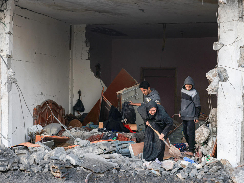 This building in Rafah, in southern Gaza, was destroyed by Israeli bombardment in December. amid continuing battles between Israel and Hamas.