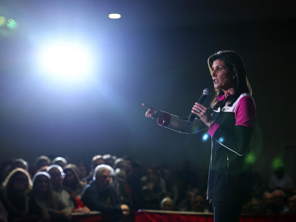 Republican presidential candidate former U.N. Ambassador Nikki Haley speaks at a campaign event on Feb. 26, in Bloomington, Minn.