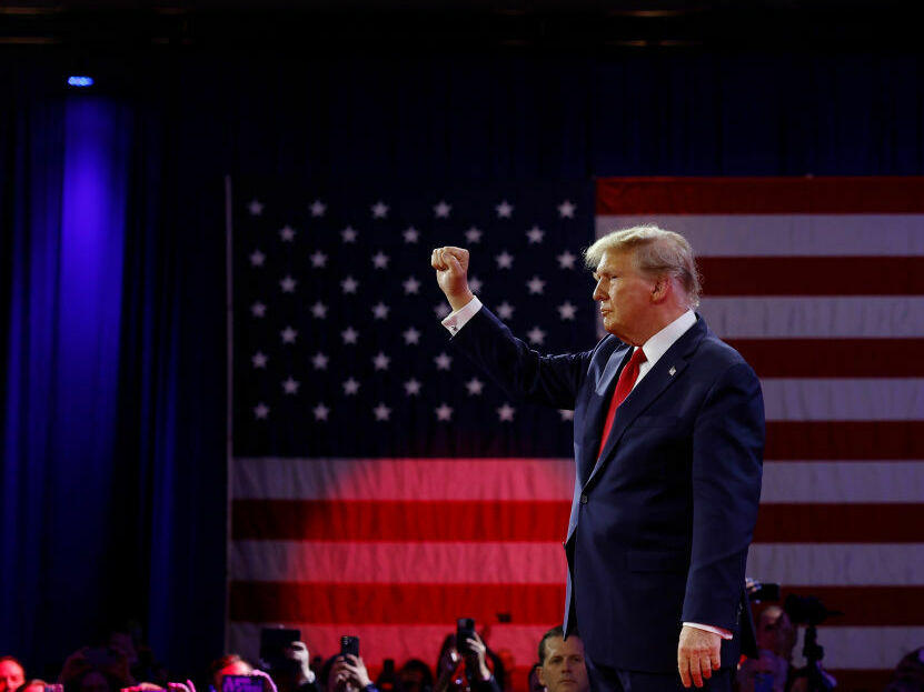 Former President Donald Trump is pictured at the Conservative Political Action Conference on Feb. 24 in National Harbor, Md. This upcoming Tuesday will be a major voting day in the Republican primary.