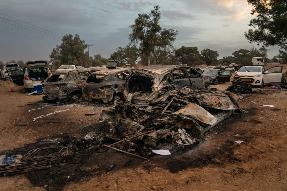 Remnants of the Nova party massacre seen on October 09, 2023.