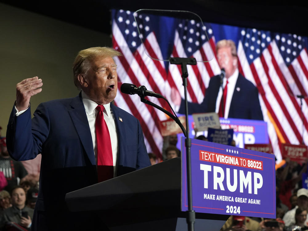 Republican presidential candidate former President Donald Trump speaks at a campaign rally Saturday, March 2, 2024, in Richmond, Va.