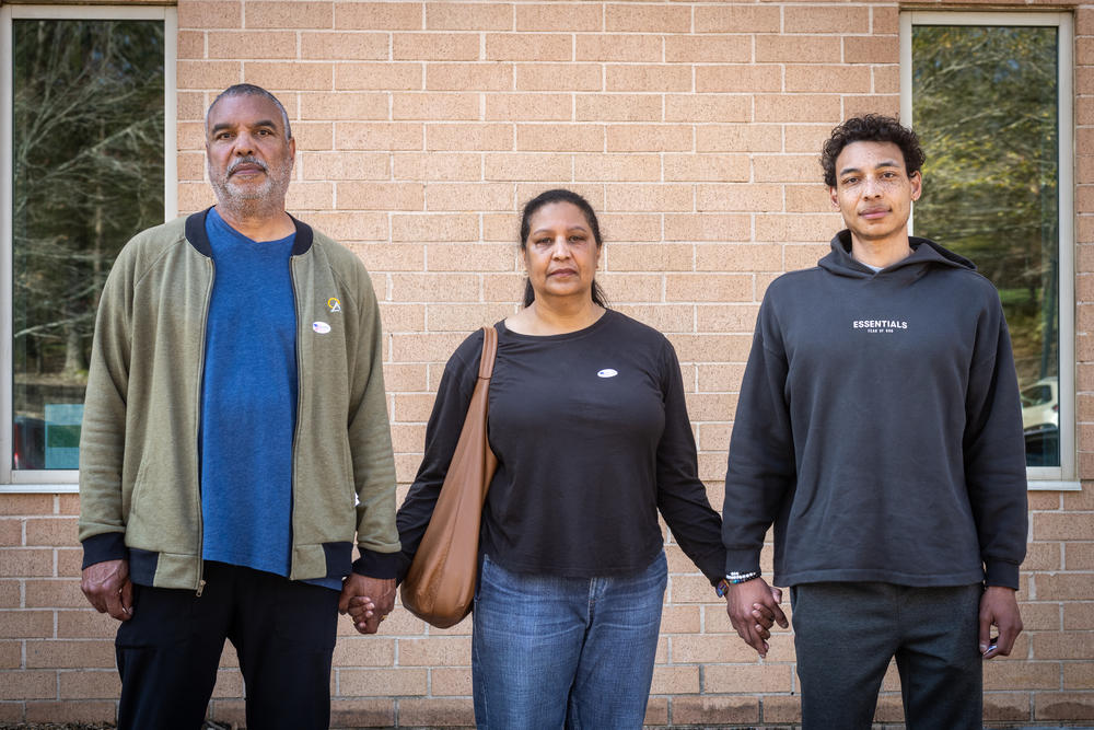 James and Sharon Smith, along with their son James Smith, vote on Sunday in Charlotte, N.C., in the state's primary election.