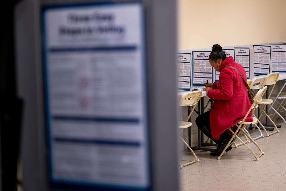 Voters cast their ballots on Super Tuesday at City Hall in San Francisco.