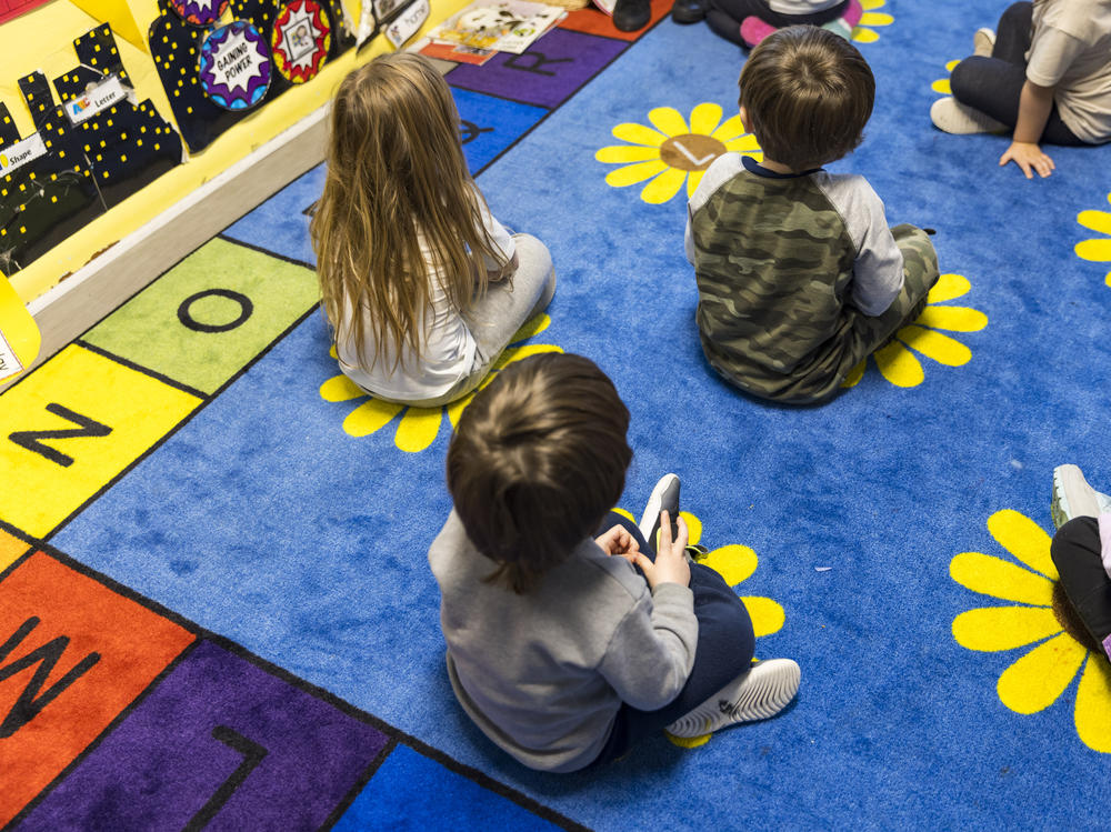 Children at a child care center in Des Moines, Iowa, in 2022.