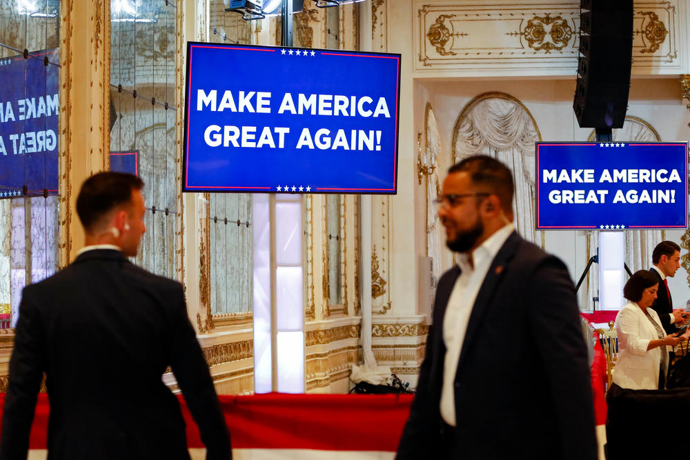 Security personnel during a Super Tuesday election night watch party at the Mar-a-Lago Club in Palm Beach, Fla.