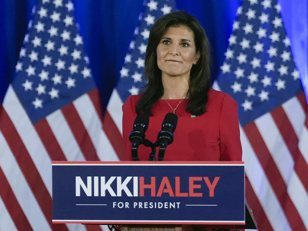 Republican presidential candidate and former U.N. Ambassador Nikki Haley speaks during a news conference on Wednesday in Charleston, S.C.
