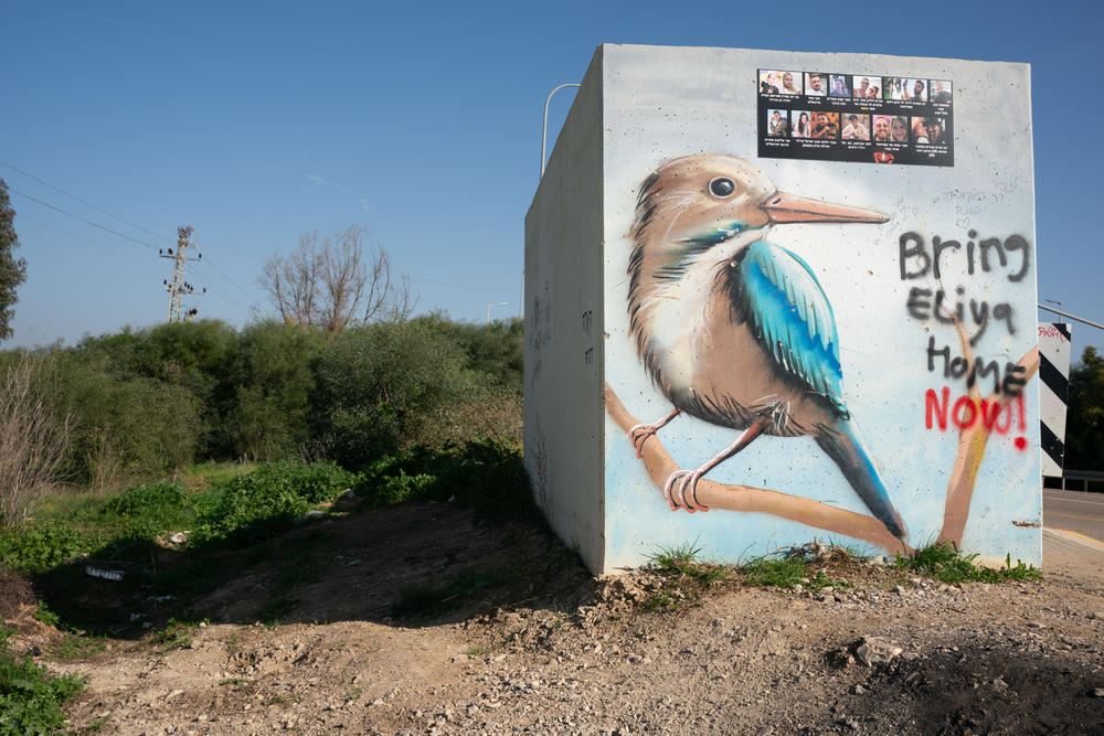A roadside bomb shelter where people were killed while trying to hide from Palestinian gunmen on Oct. 7.