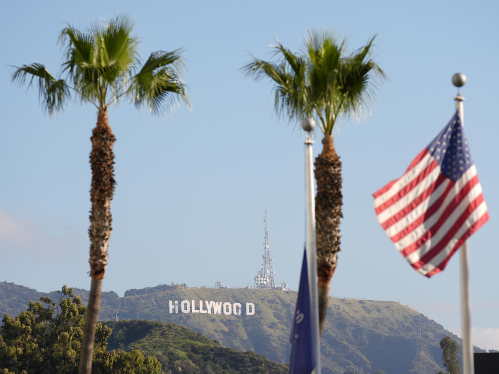 The Hollywood sign is pictured on March 6 near the Dolby Theatre, the site of Sunday's 96th Academy Awards in Los Angeles.