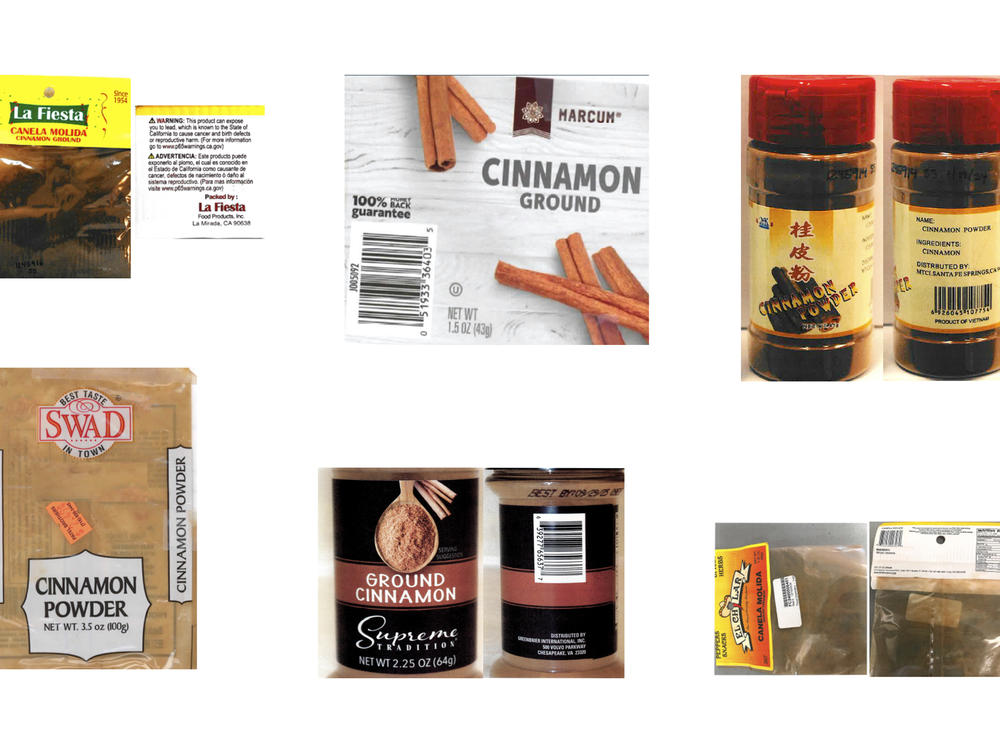 This combination of photos provided by the Food and Drug Administration on Wednesday shows cinnamon products sold in U.S. discount stores which contain elevated levels of lead.