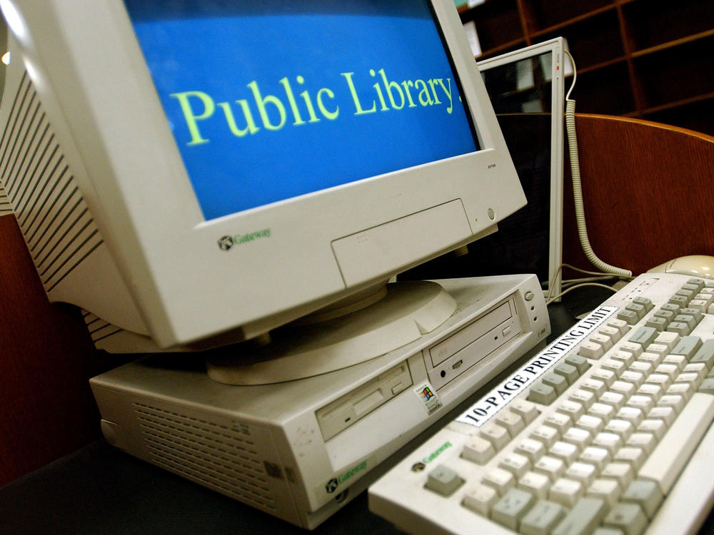 An Internet-enabled computer runs at the Brooklyn Public Library June 24, 2003, in New York City.