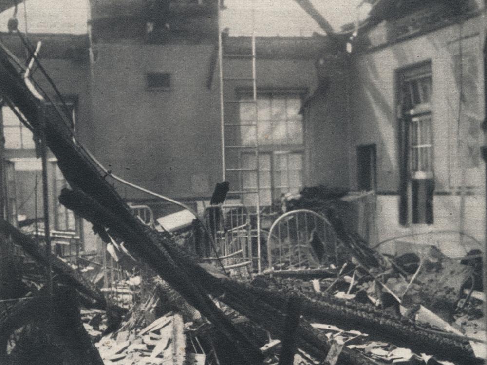 Destruction of a children's hospital ward in Belfast, Northern Ireland, by German bombers during the so-called Belfast Blitz of 1941.