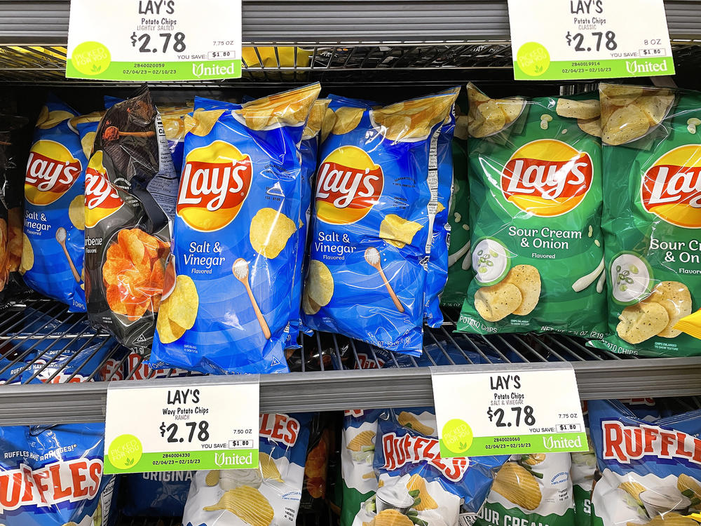 Lay's potato chips are on sale at a California grocery store in February 2023.