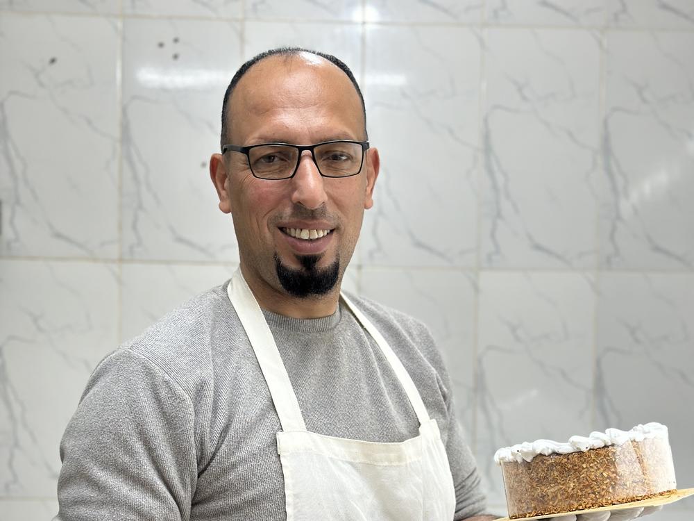 Ibrahim Abu Hani, head baker and co-owner of Batool Cakes, a family business in Rafah, in the Gaza Strip.