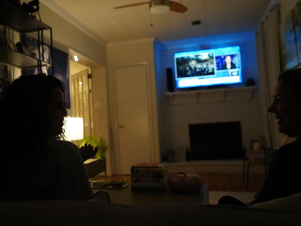 Karen Seagraves watches President Biden's State of the Union address on Thursday in Charlotte, N.C. with NPR senior White House correspondent Tamara Keith.