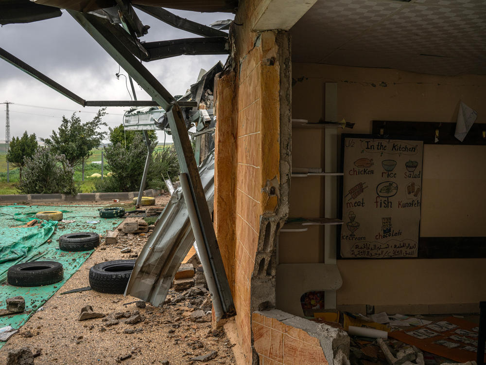 The remains of a school that was destroyed by settlers in the abandoned Palestinian village of Zanuta in the occupied West Bank.