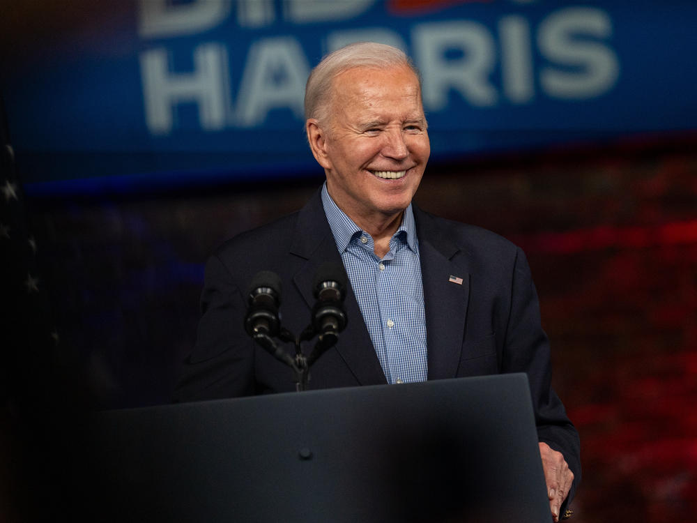 President Biden speaks during a campaign event in Atlanta, GA, on Saturday.
