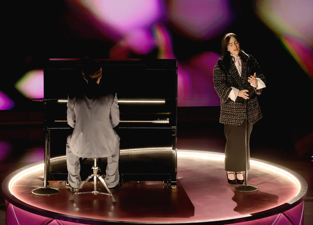 Finneas O'Connell and Billie Eilish perform during the 96th Annual Academy Awards.