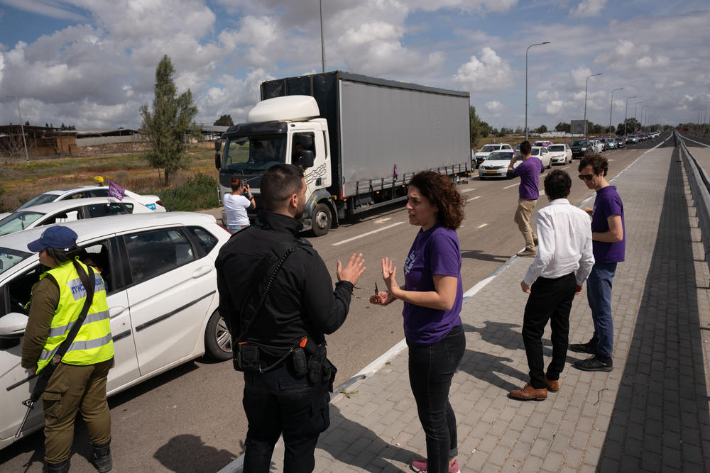 Activists from Standing Together set out to deliver aid to Gaza on March 7 but were blocked by Israeli police and soldiers.