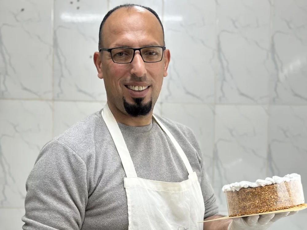 Ibrahim Abu Hani, head baker and co-owner of Batool Cakes, a family business in Rafah, in the Gaza Strip.