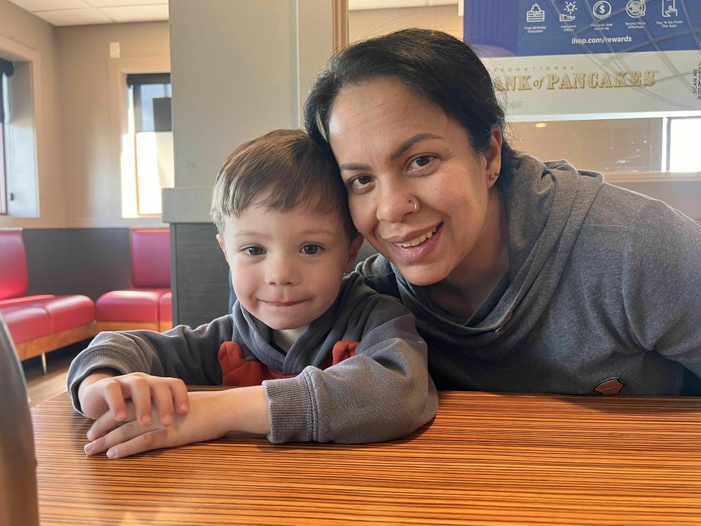 Miriam McDonald with her 4-year-old son, Nico. She hopes insurance coverage policies for the new medication zuranolone are less restrictive and frustrating than what she experienced after childbirth, trying to access an IV version of the drug.