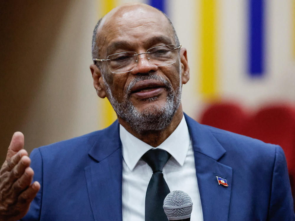 Haitian Prime Minister Ariel Henry speaks during a lecture at the United States International University (USIU) Africa, in Nairobi on March 1.