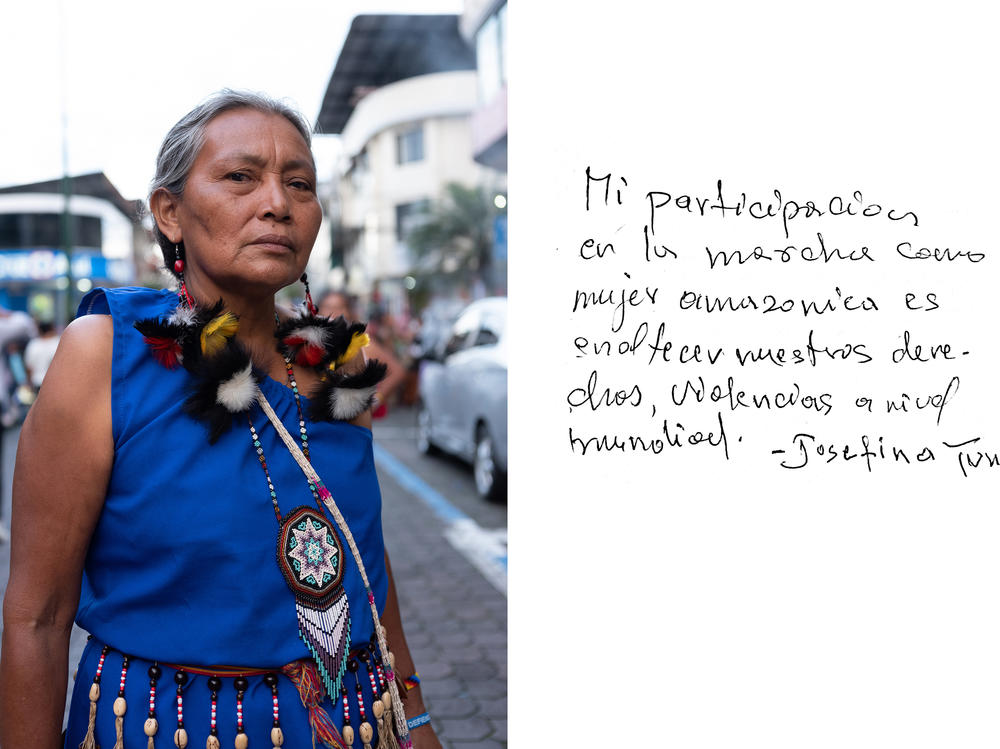 Retrato de Josefina Tunki, ex-presidenta ejecutiva del Consejo de Gobierno del Pueblo Shuar Arutam. 