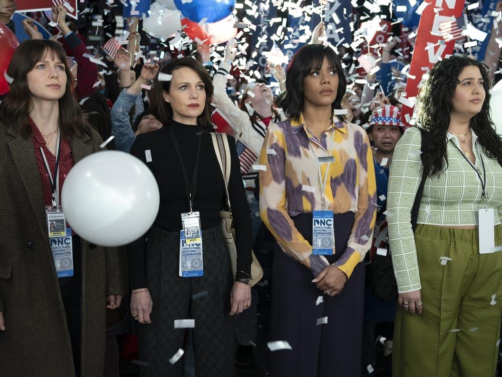 Melissa Benoist, Carla Gugino, Christina Elmore and Natasha Behnam star in the Max series <em>The Girls on the Bus.</em>