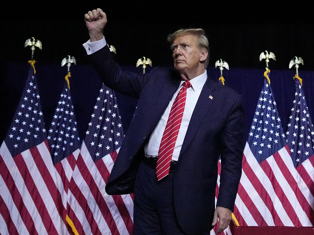 Republican presidential candidate and former President Donald Trump speaks Saturday in Rome, Ga.