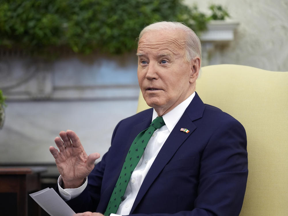 President Joe Biden meets with Irish Prime Minister Leo Varadkar in the Oval Office of the White House, Friday, March 15, 2024 in Washington.